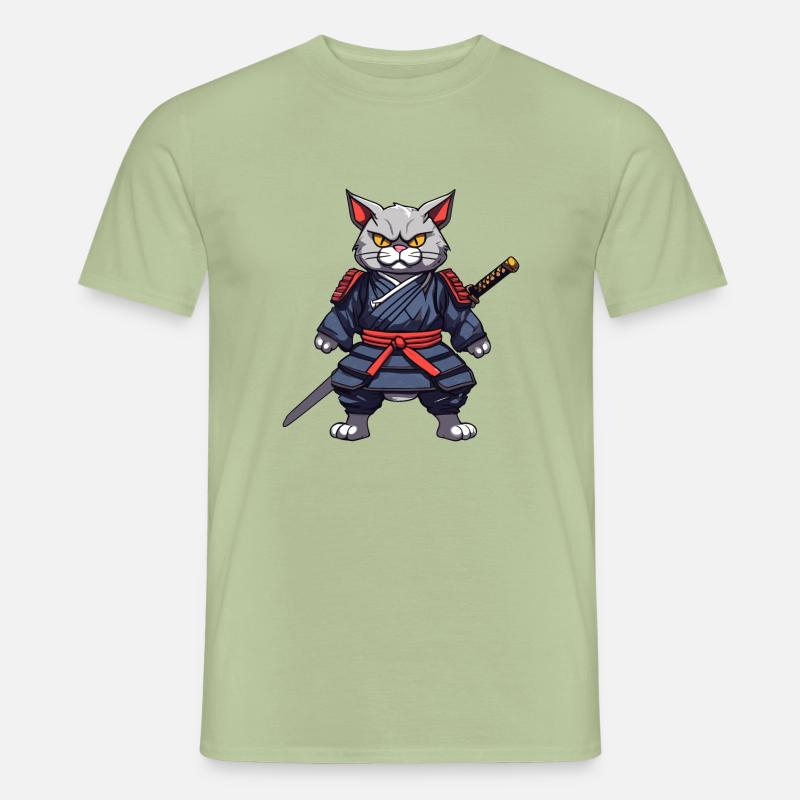 Samurai-Katze #5 - Männer T-Shirt - Sage