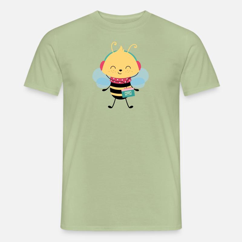 Biene mit Walkman - Männer T-Shirt - Sage