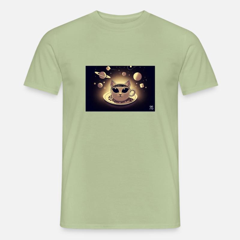 Space Cat Kaffee - Männer T-Shirt - Sage