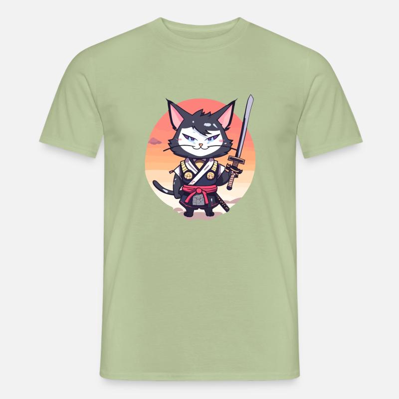 Samurai-Katze #37 - Männer T-Shirt - Sage