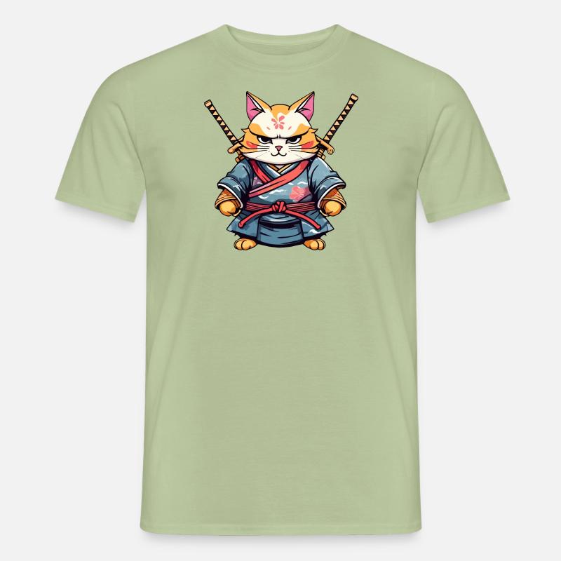 Samurai-Katze #28 - Männer T-Shirt - Sage