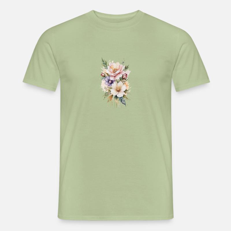 Ätherisches Aquarell Blumenstrauß - Männer T-Shirt - Sage