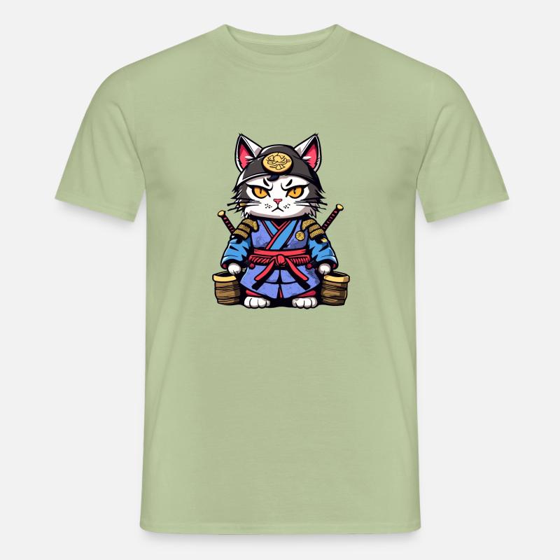 Samurai-Katze #23 - Männer T-Shirt - Sage
