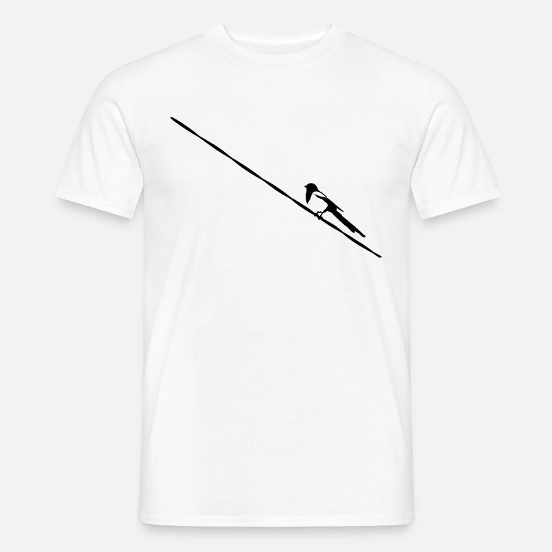 Elster auf Stromleitung Männer T-Shirt