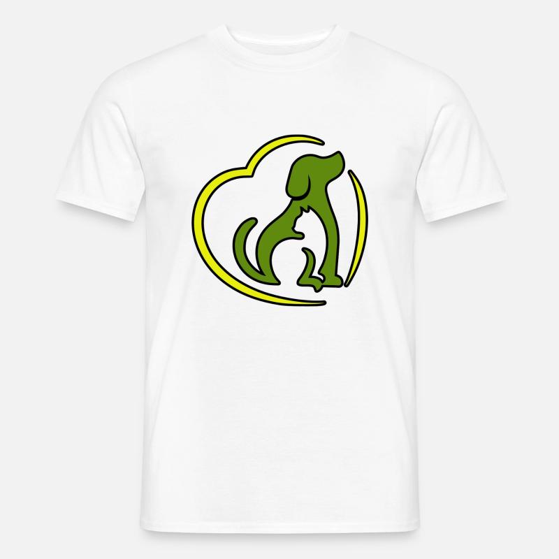 Chat abstrait et chien dans le cœur. T-shirt homme