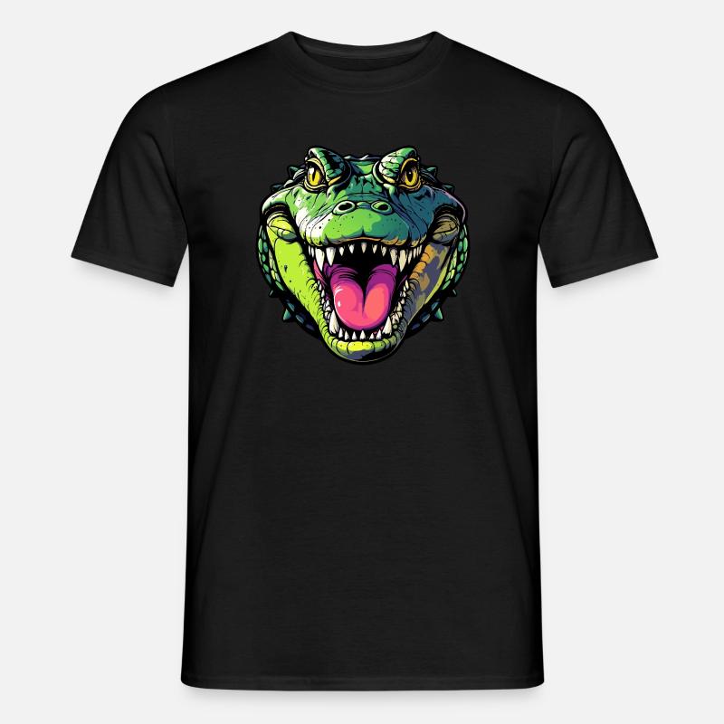 Crocodile head with mouth open and pointed teeth Men’s T-shirt
