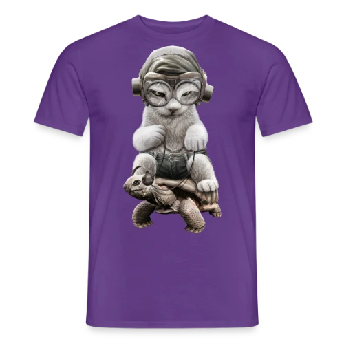 Chat Cavalier sur Tortue de Guerre - T-shirt homme