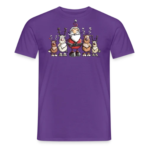 Père Noël entouré de rennes - Scène hivernale - T-shirt homme