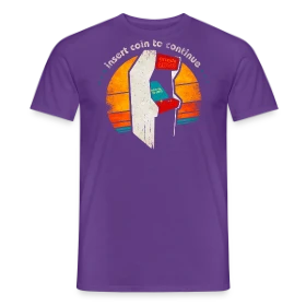 Maquette de T-shirt homme « Arcade Rétro Années 80 : Insert Coin to Continue » à imprimer et personnaliser