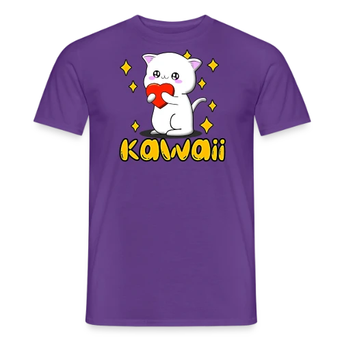 Chat Kawaii Cœur Scintillant - T-shirt homme