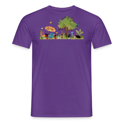 Jardin luxuriant et Chats Noirs - Illustration Poétique - T-shirt homme
