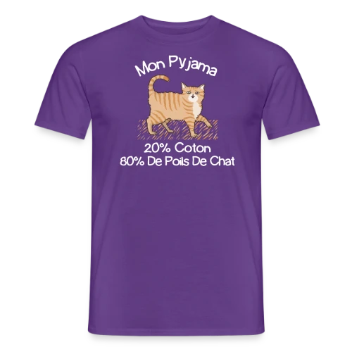 T-shirt Humour 'Mon Pyjama 80% Poils de Chat' - T-shirt homme