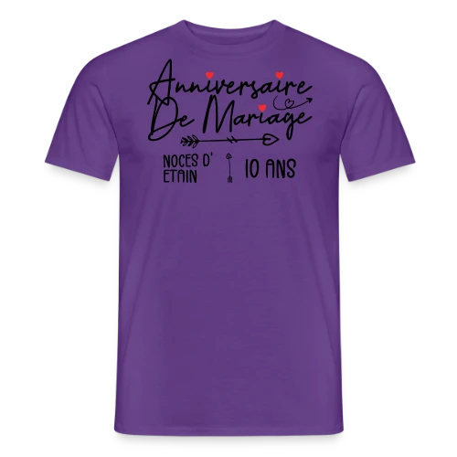 Anniversaire Mariage Noces Étain - T-shirt homme