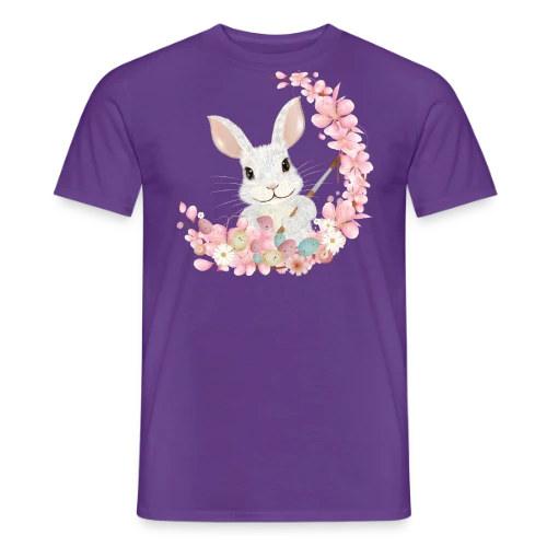 Lapin de Pâques Enchanteur: Fleurs et Pinceau Pastel - T-shirt homme