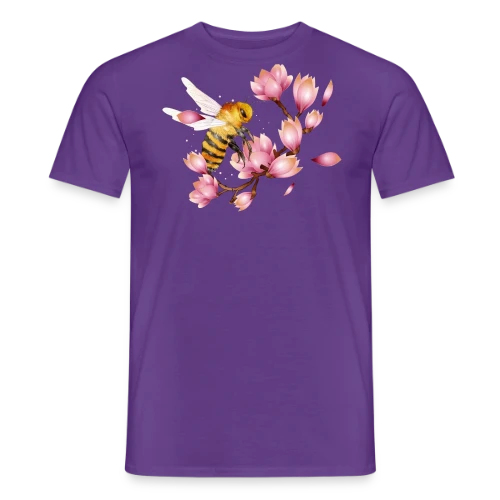 Abeille Volante et Magnolias – Dessin Main Élégant - T-shirt homme