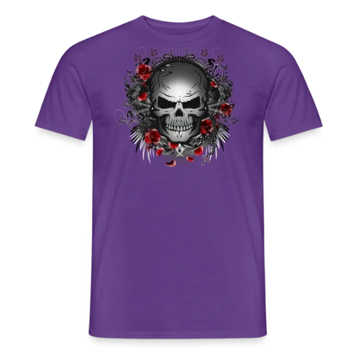 Crâne Gothique Mystique aux Roses Rouges - T-shirt homme