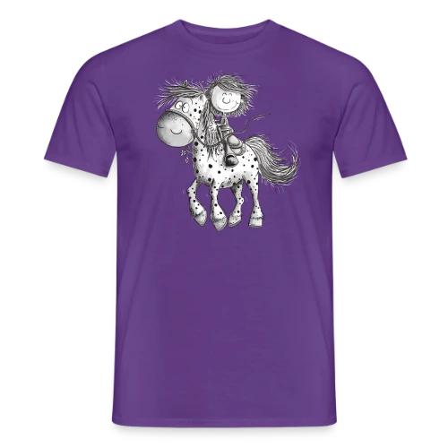Cheval et cavalier rigolos - Dessin animé - T-shirt homme