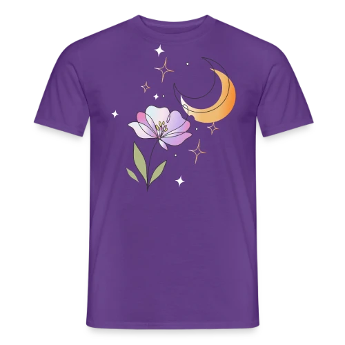 Art Ligne Fleur et Lune - Mystère Nocturne - T-shirt homme