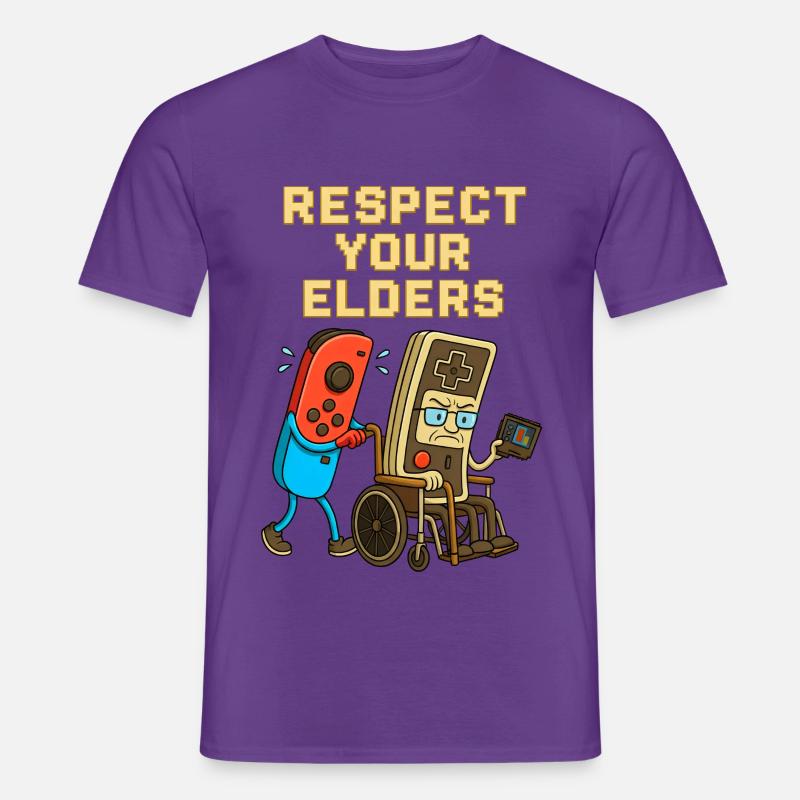 Respect Your Elders Gaming Control Retro  - Männer T-Shirt - Lila
