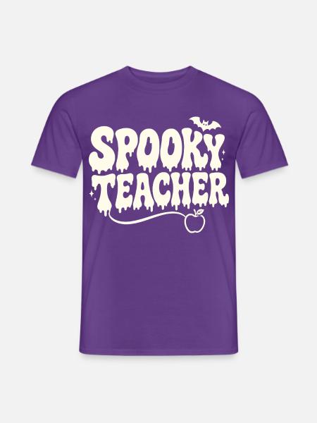 Halloween-Lehrer: Gruseliges Retro - Männer T-Shirt - Lila