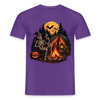 Skelett Camping: Gemütlich bis in die Knochen! - Männer T-Shirt - Lila - Vorne - AI Model Male 178 light (178cm)
