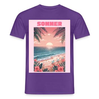 Sommerstrand Sonnenuntergang - Männer T-Shirt - Lila - Vorne - AI Model Male 178 light (178cm)