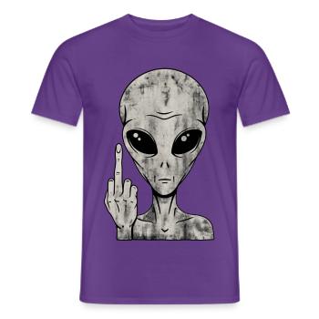 Alien Fuck Off – Mittelfinger - Männer T-Shirt - Lila - Vorne - AI Model Male 178 light (178cm)