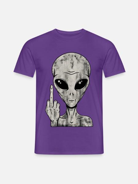 Alien Fuck Off – Mittelfinger - Männer T-Shirt - Lila