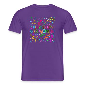 Herzlichen Glückwunsch Geburtstagsgrüße Konfetti - Männer T-Shirt - Lila - Vorne - AI Model Male 178 light (178cm)
