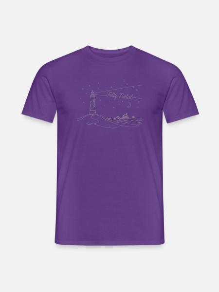 feliz natal, Weihnachtsstimmung, Leuchtturm, Meer - Männer T-Shirt - Lila