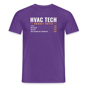 HVAC Tech Stundensätze berührten Thermostat - Männer T-Shirt - Lila - Vorne - AI Model Male 178 light (178cm)