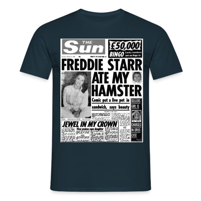 Freddie Starr Ate My Hamster FP BW - Mens T-Shirt | sunheadlines