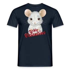 Maquette de T-shirt homme « Adorable Souris Blanche de la Saint-Valentin » à imprimer et personnaliser