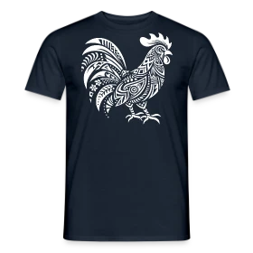 Maquette de T-shirt homme « Coq Tribal : Symbole de Force et Fierté » à imprimer et personnaliser