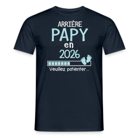 Maquette de T-shirt homme « Arrière Papy en 2026 : Annonce de Grossesse Humour » à imprimer et personnaliser