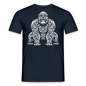 Maquette de T-shirt homme « Gorille Tribal - Design Ethnique Sauvage » à imprimer et personnaliser