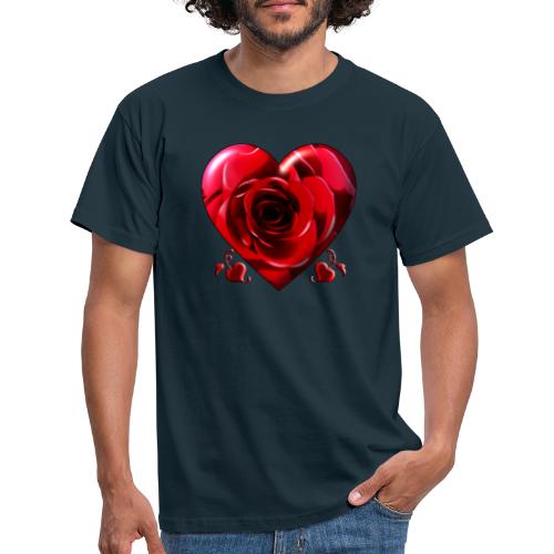 Rosenherz - Herzrose - Männer T-Shirt