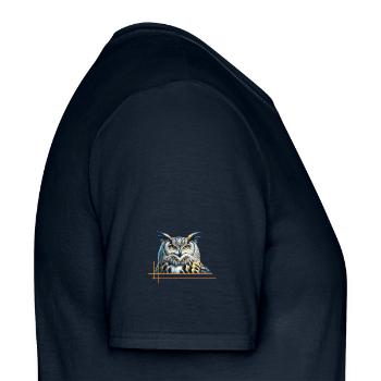 Impressionnant hibou grand-duc - T-shirt homme - marine - Droite - AI Model Male 178 light (178cm)