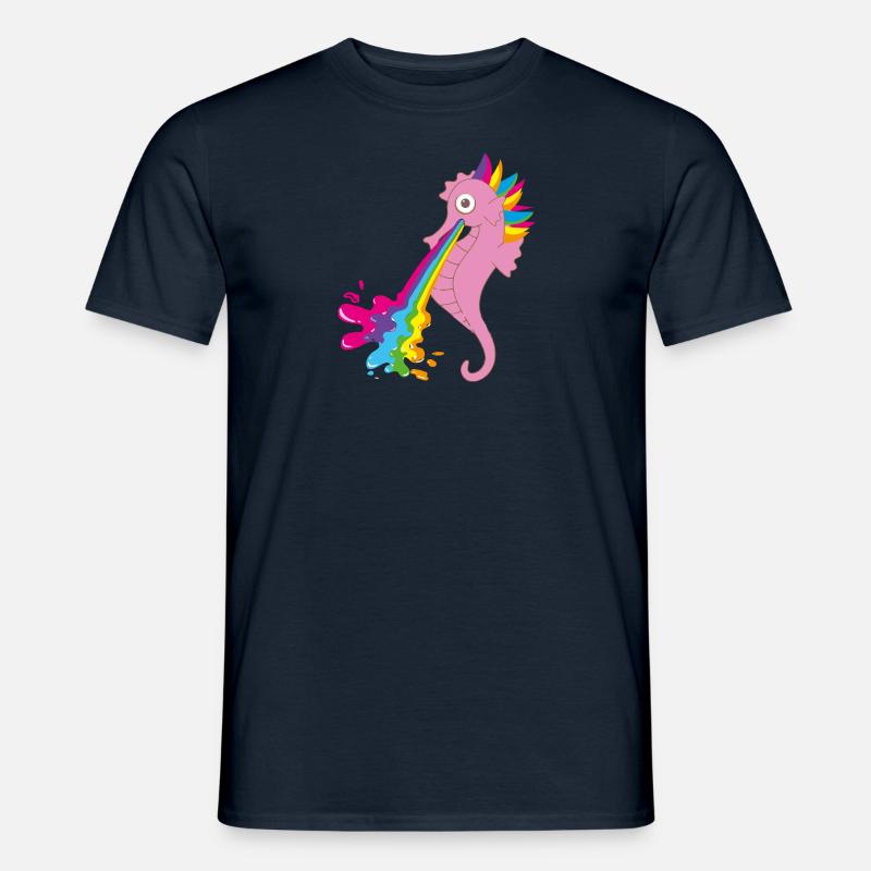 seepferdchen,bunt,regenbogen,rosa - Männer T-Shirt - Navy
