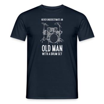Drôle de vieil homme avec batterie Batteur Grand-père - T-shirt homme - marine - Devant - AI Model Male 178 light (178cm)
