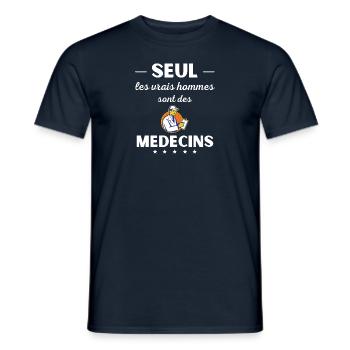 Seul les vrais hommes sont medecins - T-shirt homme - marine - Devant - AI Model Male 178 light (178cm)