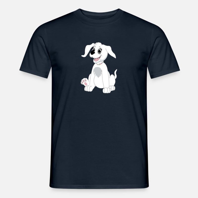 Hund sitzend - weiß - Männer T-Shirt - Navy