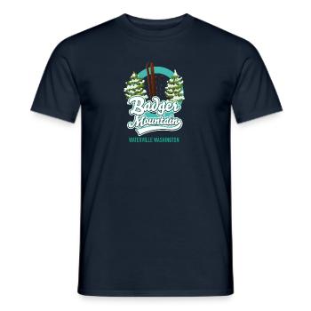 Badger Mountain Waterville Washington to ski logo - Men's T-Shirt - navy - Front - AI Model Male 178 light (178cm)
