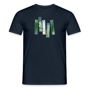 Go Vegan (Watercolor Stripes) - T-shirt homme - marine - Devant - AI Model Male 178 light (178cm)