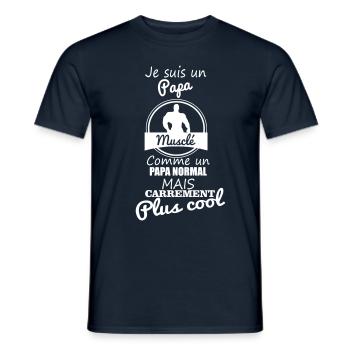 papa musclé,cadeau père,musculation - T-shirt homme - marine - Devant - AI Model Male 178 light (178cm)
