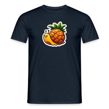 Mignon petit escargot avec maison d’ananas - T-shirt homme - marine - Devant - AI Model Male 178 light (178cm)