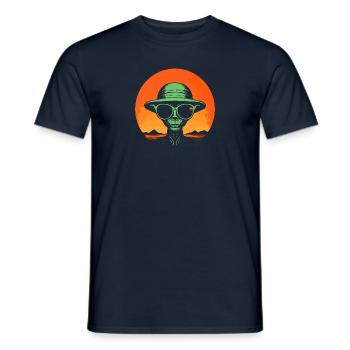 Alien in the sunset - Men's T-Shirt - navy - Front - AI Model Male 178 light (178cm)
