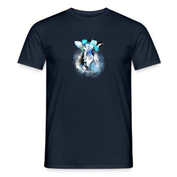 bleu, vache ,bleu clair,peinture ,dessin - T-shirt homme - marine - Devant - AI Model Male 178 light (178cm)