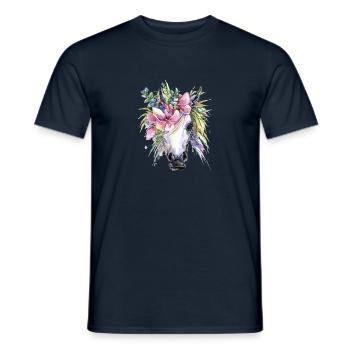 Pferd Blumen einhorn - Männer T-Shirt - Navy - Vorne - AI Model Male 178 light (178cm)
