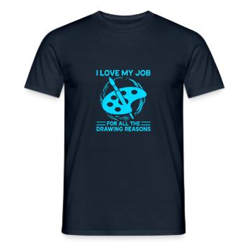Artiste Peintre J’aime mon travail Idée cadeau d’art - T-shirt homme - marine - Devant - AI Model Male 178 light (178cm)